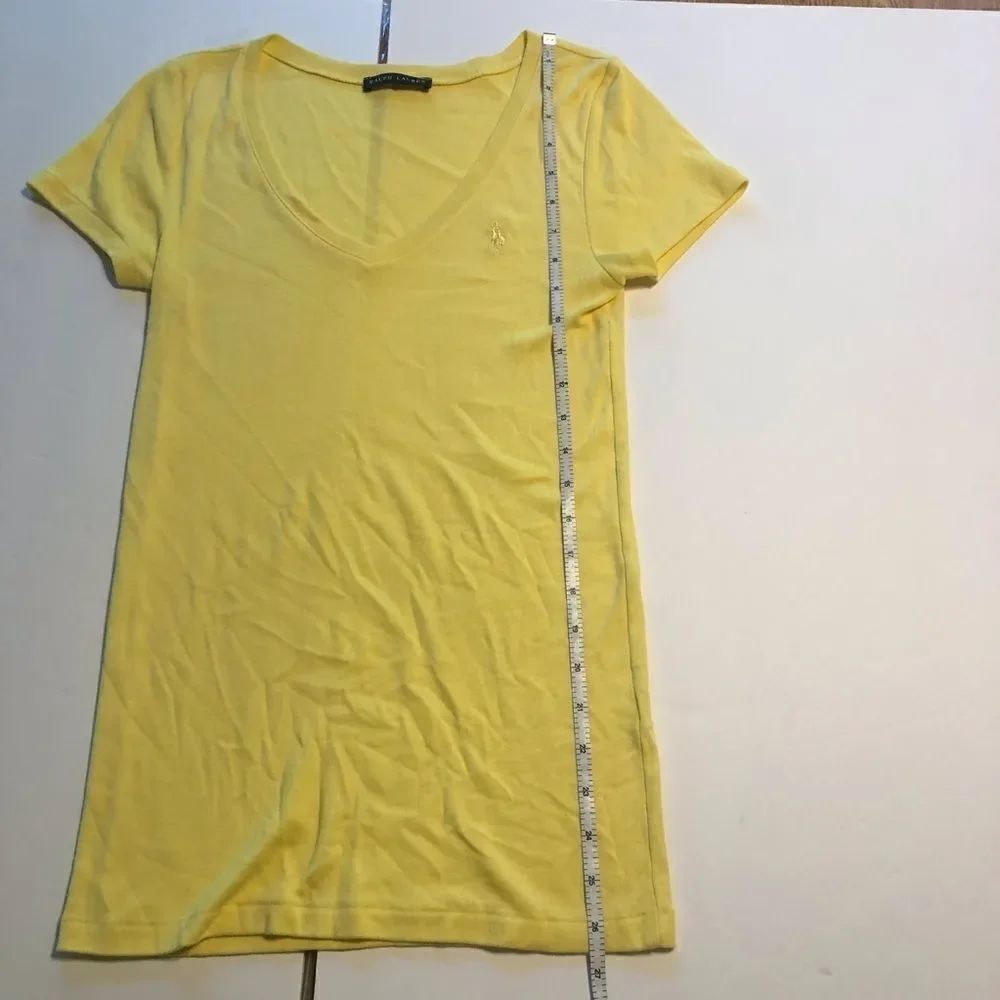 Ralph Lauren Yellow Short Sleeve V-Neck T-shirt Size Small - Picture 4 of 5